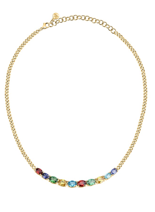 Morellato Hravý pozlacený náhrdelník s barevnými kubickými zirkony Colori SAVY01