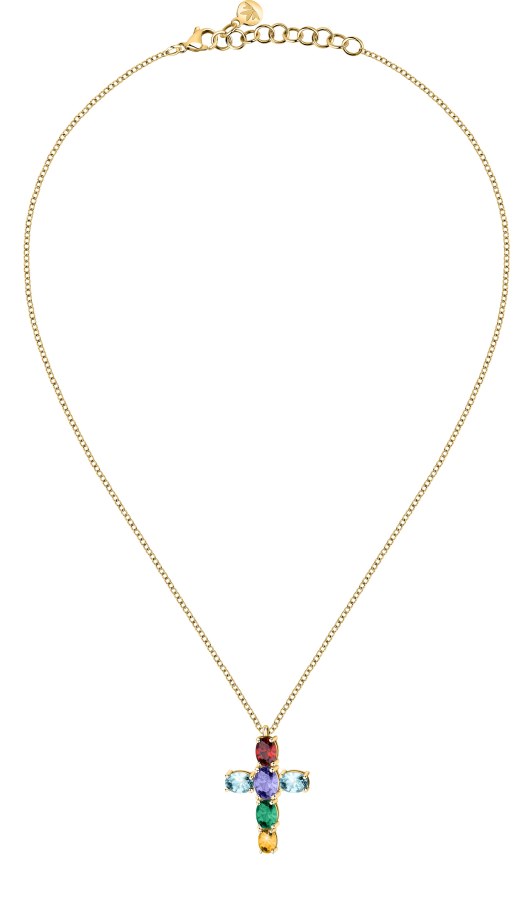 Morellato Moderní pozlacený náhrdelník s křížkem Colori SAVY02 - Náhrdelníky