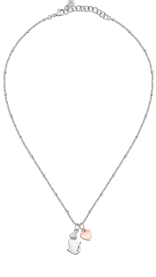 Morellato Půvabný bicolor náhrdelník Cat a Heart Mascotte SAVL05