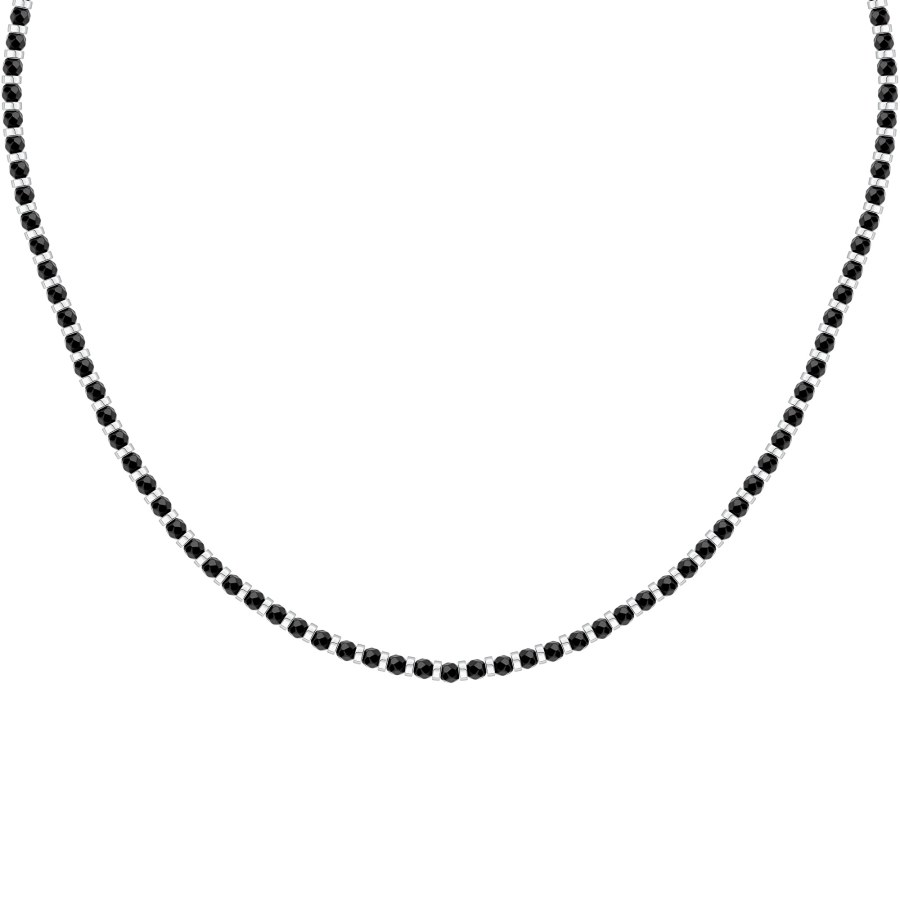 Morellato Stylový pánský náhrdelník s černými korálky Pietre S1728