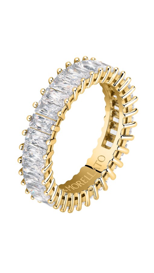 Morellato Třpytivý pozlacený prsten s čirými zirkony Baguette SAVP090 52 mm - Prsteny Prsteny s kamínkem