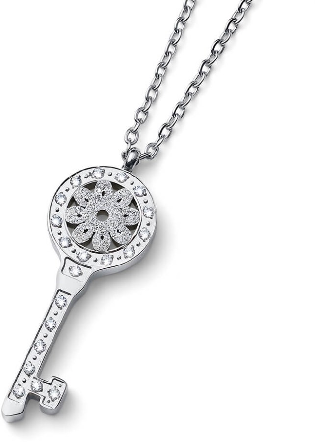 Oliver Weber Originální náhrdelník Klíč s čirými zirkony Swarovski Unlock 12159