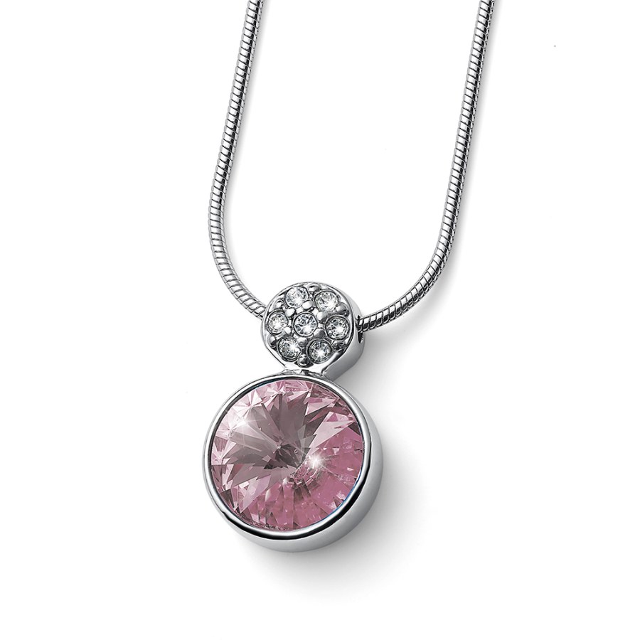 Oliver Weber Oslnivý náhrdelník s růžovým krystalem Wake 12267 319 - Náhrdelníky