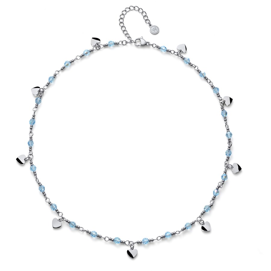Oliver Weber Půvabný ocelový náhrdelník s korálky Freak 12262 BLU - Náhrdelníky