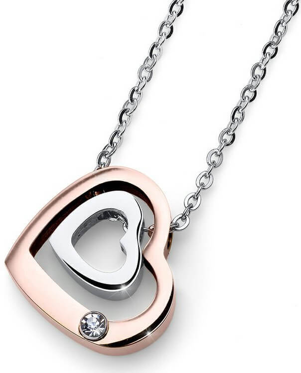 Oliver Weber Romantický bicolor náhrdelník Doubleheart 11858 - Náhrdelníky