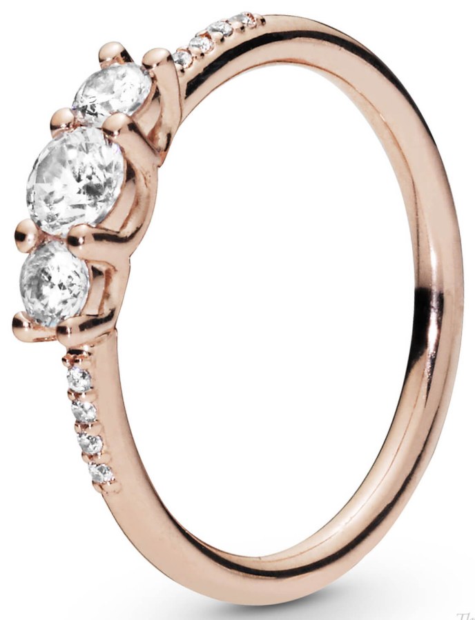 Pandora Bronzový prsten s čirými kamínky 186242CZ 58 mm - Prsteny Prsteny s kamínkem