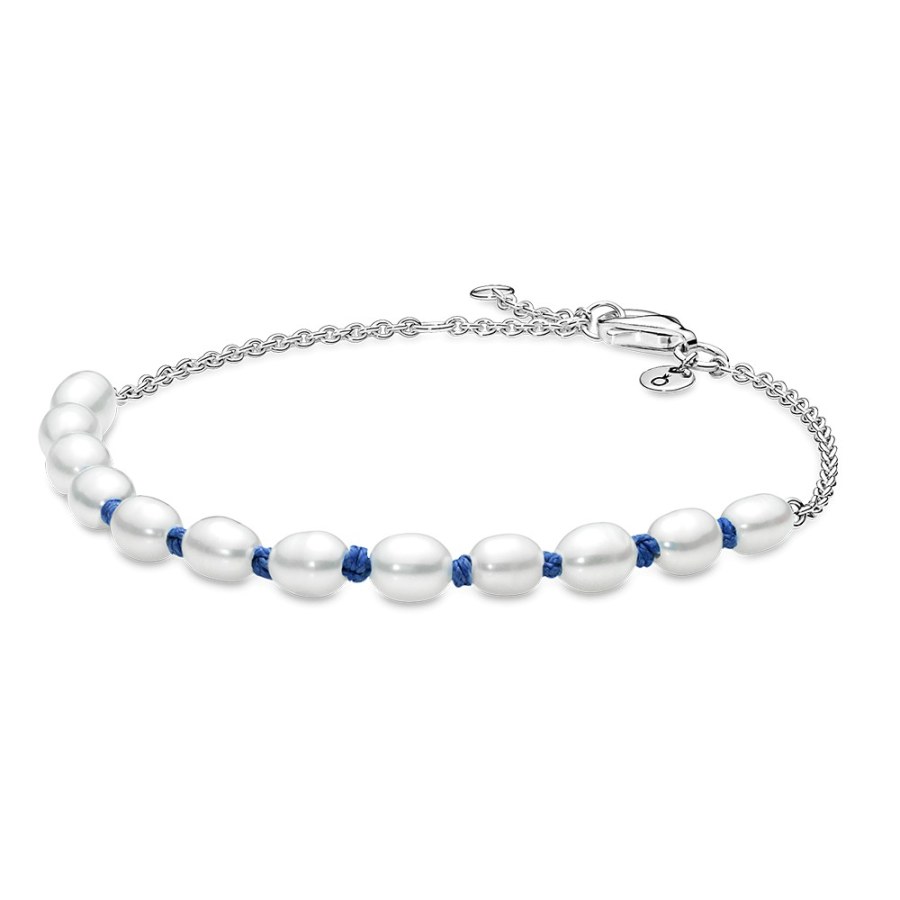 Pandora Elegantní stříbrný náramek se sladkovodními perlami 591689C01 20 cm - Náramky Řetízkové náramky