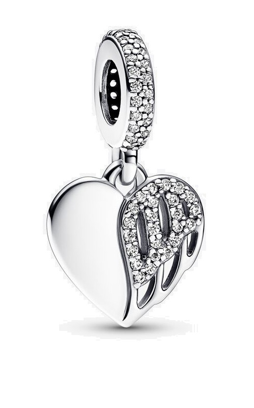 Pandora Něžný stříbrný přívěsek Srdce s andělským křídlem Moments 792646C01 - Přívěsky a korálky