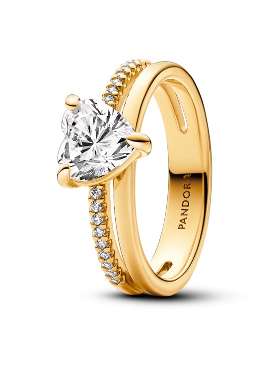 Pandora Okouzlující pozlacený prsten se zirkony Timeless Shine 163100C01 58 mm - Prsteny Prsteny bez kamínku