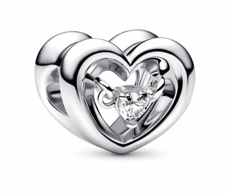 Pandora Půvabný stříbrný drops Srdce s plovoucím zirkonem Moments 792493C01 - Náramky Přívěsky na náramky