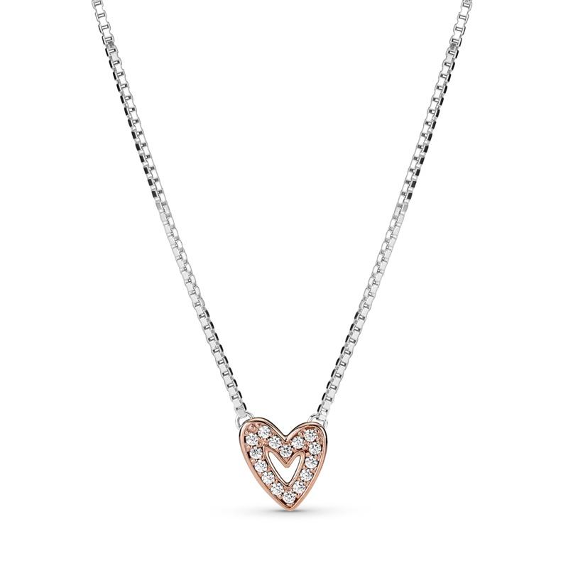 Pandora Romantický stříbrný náhrdelník se zirkony Rose 380089C01-45 - Náhrdelníky