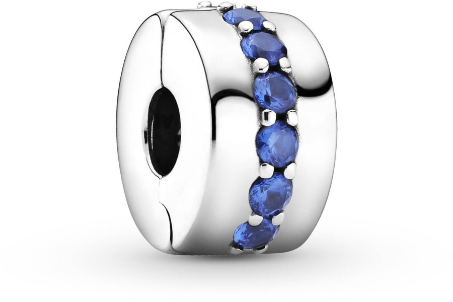 Pandora Stříbrný klip s modrými krystaly Moments 791972C01 - Náramky Přívěsky na náramky