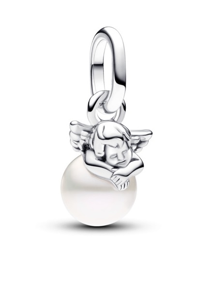 Pandora Stříbrný mini přívěsek Andělíček s perlou ME 793108C01 - Přívěsky a korálky