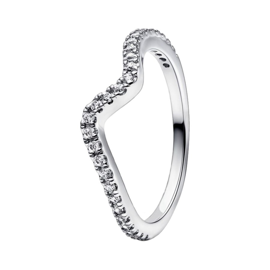 Pandora Vlnitý stříbrný prsten se zirkony Timeless 192539C01 56 mm - Prsteny Prsteny s kamínkem