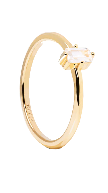PDPAOLA Elegantní pozlacený prsten s čirým zirkonem MIA Gold AN01-806 54 mm - Prsteny Prsteny s kamínkem