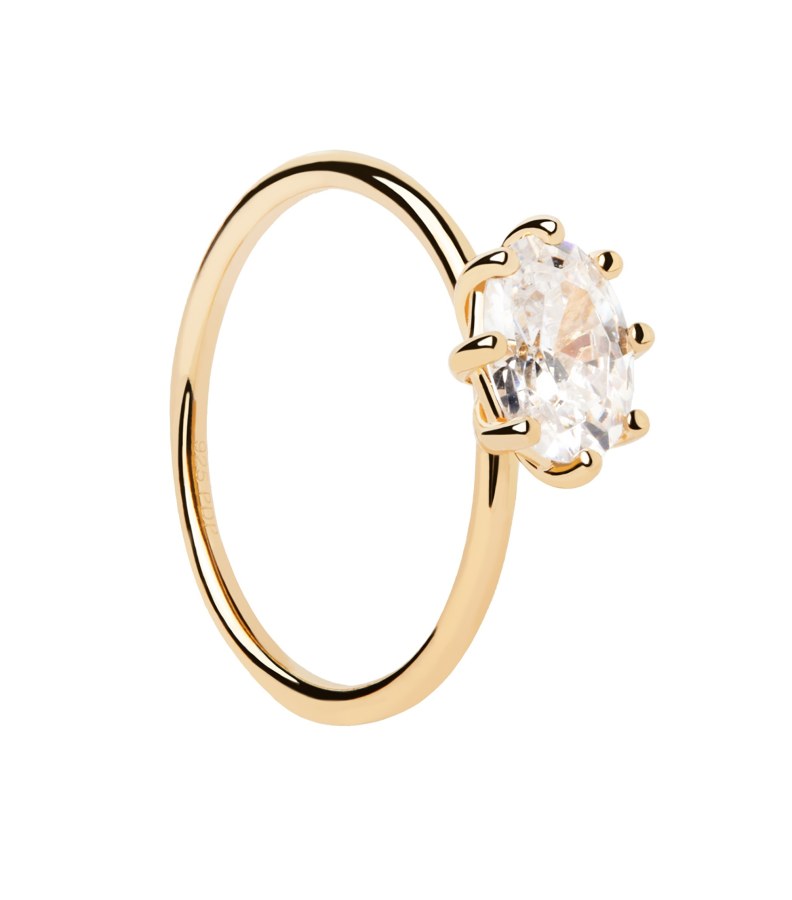 PDPAOLA Elegantní pozlacený prsten s čirým zirkonem KIM Essentials AN01-A12 48 mm - Prsteny Prsteny s kamínkem