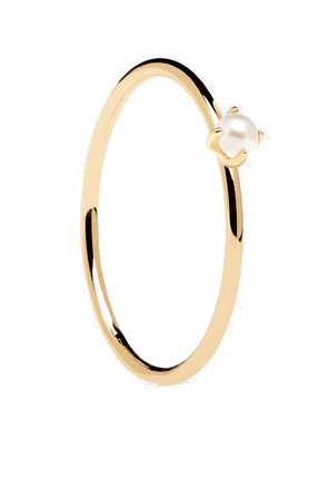 PDPAOLA Elegantní pozlacený prsten s perlou Solitary Pearl Essentials AN01-160 48 mm - Prsteny Prsteny s kamínkem