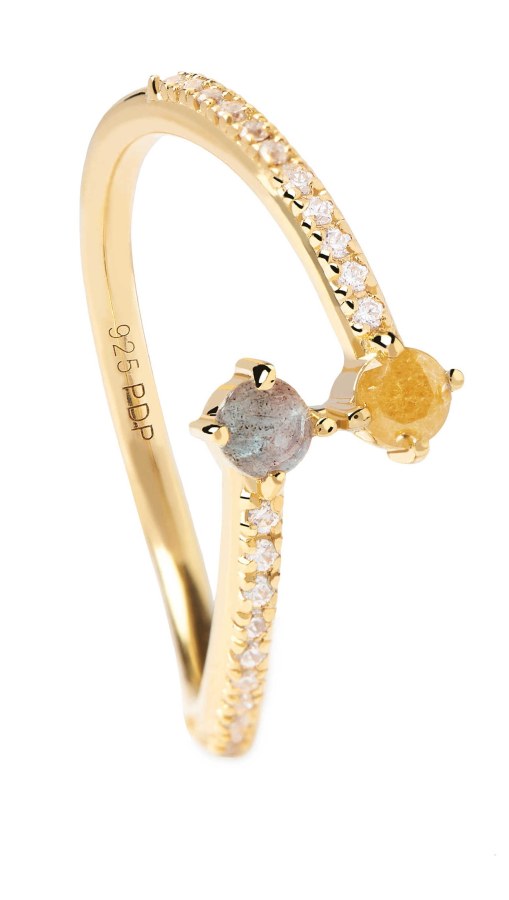 PDPAOLA Elegantní pozlacený prsten se zirkony VILLA AN01-647 56 mm - Prsteny Prsteny s kamínkem