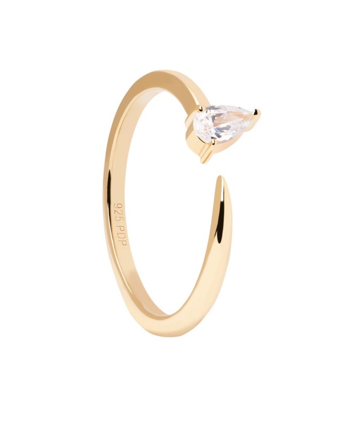 PDPAOLA Jemný pozlacený prsten se zirkony Twing Gold AN01-864 56 mm - Prsteny Prsteny s kamínkem