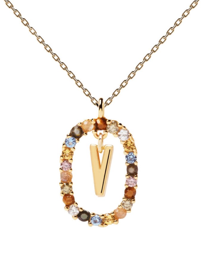 PDPAOLA Krásný pozlacený náhrdelník písmeno "V" LETTERS CO01-281-U (řetízek, přívěsek) - Náhrdelníky