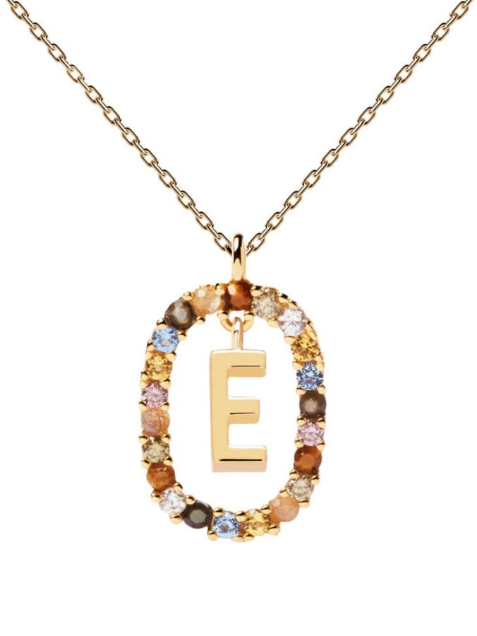 PDPAOLA Krásný pozlacený náhrdelník písmeno "E" LETTERS CO01-264-U (řetízek, přívěsek) - Náhrdelníky