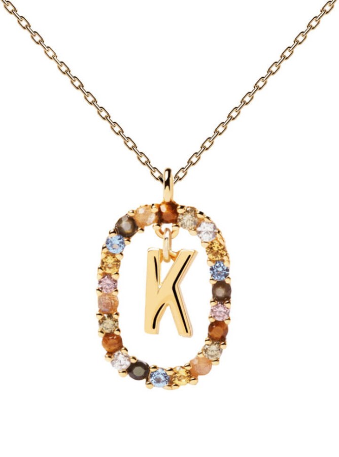 PDPAOLA Krásný pozlacený náhrdelník písmeno "K" LETTERS CO01-270-U (řetízek, přívěsek) - Náhrdelníky