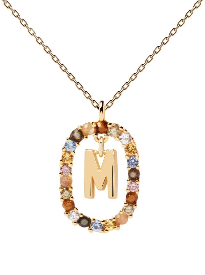 PDPAOLA Krásný pozlacený náhrdelník písmeno "M" LETTERS CO01-272-U (řetízek, přívěsek) - Náhrdelníky