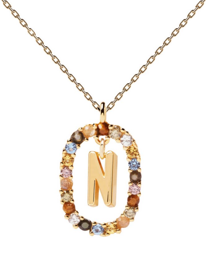 PDPAOLA Krásný pozlacený náhrdelník písmeno "N" LETTERS CO01-273-U (řetízek, přívěsek) - Náhrdelníky