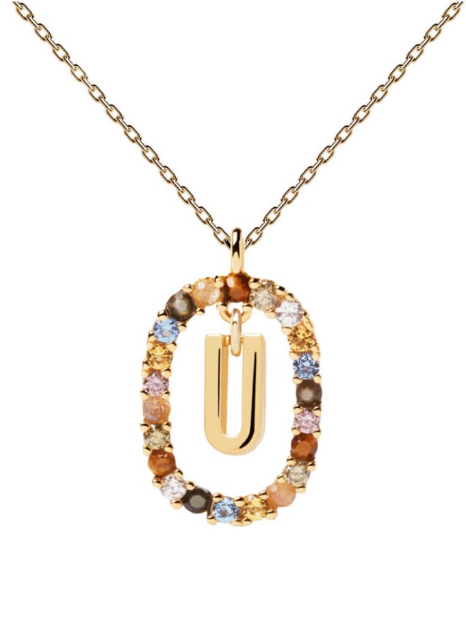 PDPAOLA Krásný pozlacený náhrdelník písmeno "U" LETTERS CO01-280-U (řetízek, přívěsek) - Náhrdelníky