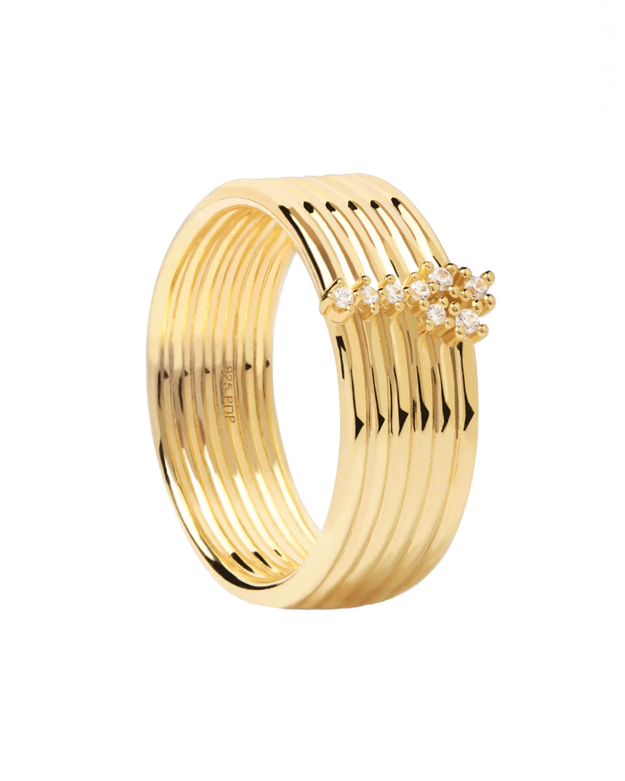 PDPAOLA Nadčasový pozlacený prsten se zirkony SUPER NOVA Gold AN01-614 52 mm - Prsteny Prsteny s kamínkem