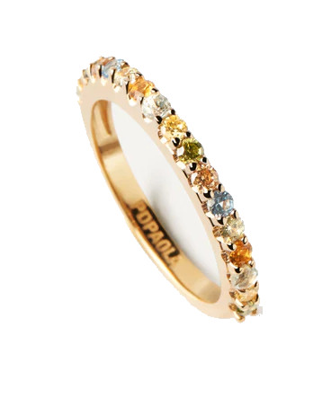 PDPAOLA Něžný pozlacený prsten se zirkony RAINBOW Gold AN01-C07 48 mm - Prsteny Prsteny s kamínkem
