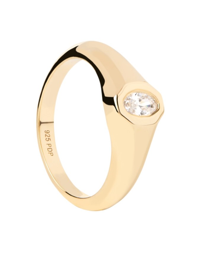 PDPAOLA Pozlacený prsten ze stříbra Karry Essentials AN01-A03 54 mm - Prsteny Prsteny s kamínkem