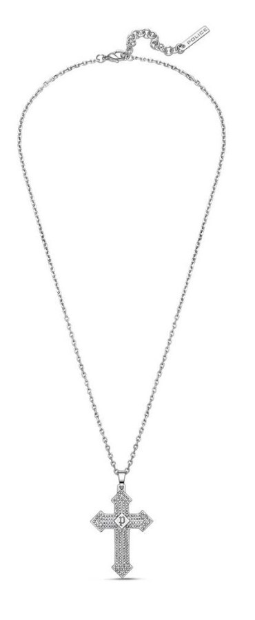 Police Pánský ocelový náhrdelník Kříž s krystaly Stoneset PEAGN0036501 - Náhrdelníky