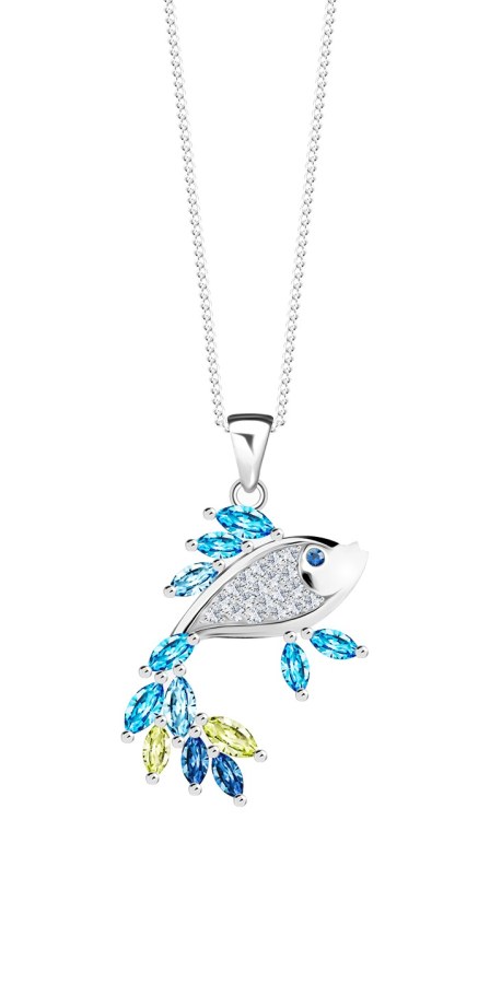 Preciosa Blýštivý náhrdelník Ryba s kubickou zirkonií Viva la Vida 5350 70 - Náhrdelníky