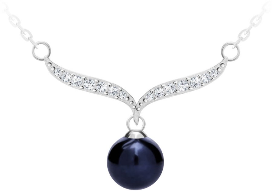 Preciosa Elegantní stříbrný náhrdelník s pravou černou perlou Paolina 5306 20 - Náhrdelníky