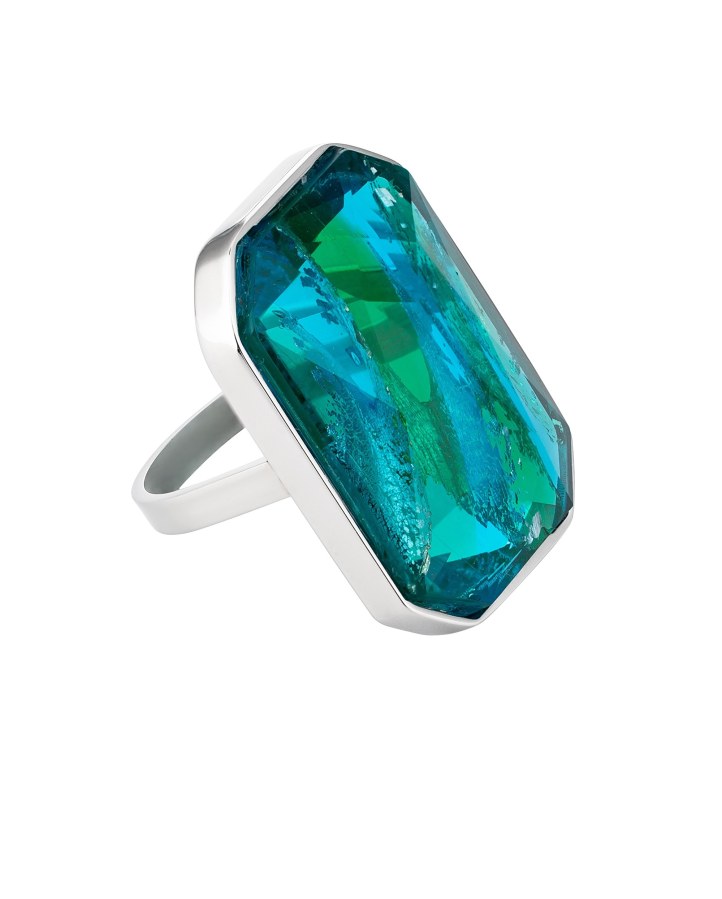 Preciosa Luxusní ocelový prsten s ručně mačkaným kamenem českého křišťálu Preciosa Ocean Emerald 7446 66 53 mm - Prsteny Prsteny s kamínkem