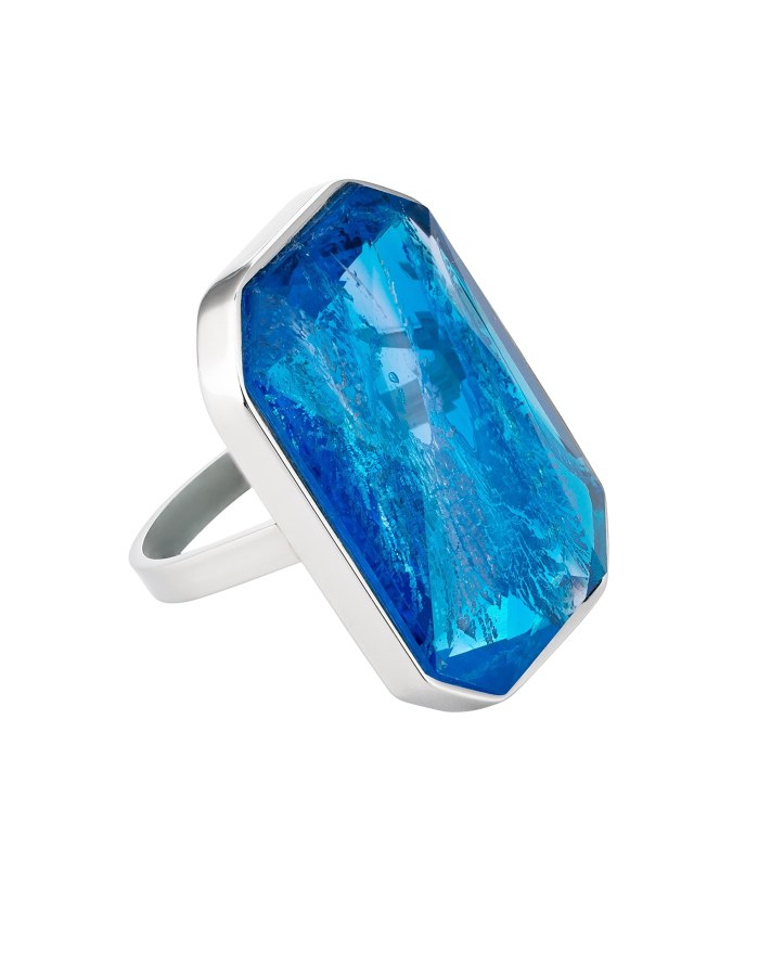 Preciosa Luxusní ocelový prsten s ručně mačkaným kamenem českého křišťálu Preciosa Ocean Aqua 7446 67 56 mm - Prsteny Prsteny s kamínkem
