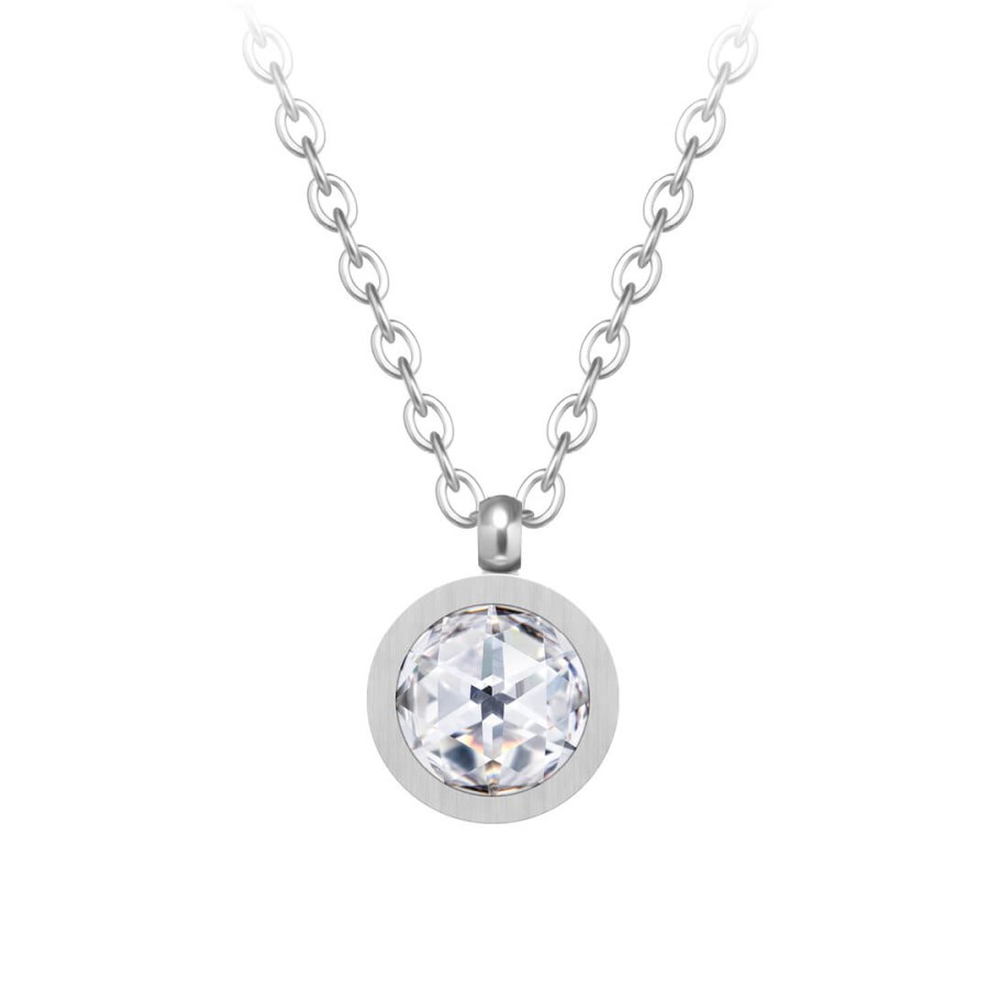 Preciosa Minimalistický ocelový náhrdelník Essential s kubickou zirkonií 7433 00