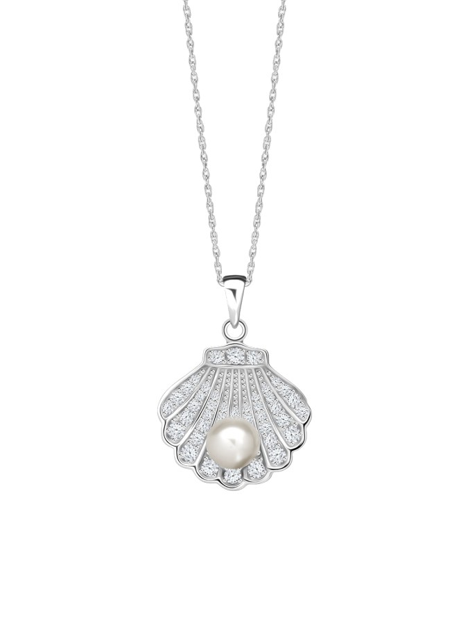 Preciosa Nádherný stříbrný náhrdelník Birth of Venus s říční perlou a kubickou zirkonií Preciosa 5349 00 - Náhrdelníky