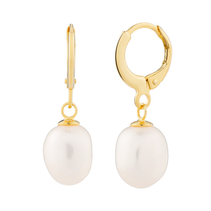 Preciosa Něžné pozlacené kruhové náušnice s říční perlou Pearl Heart 5357Y01