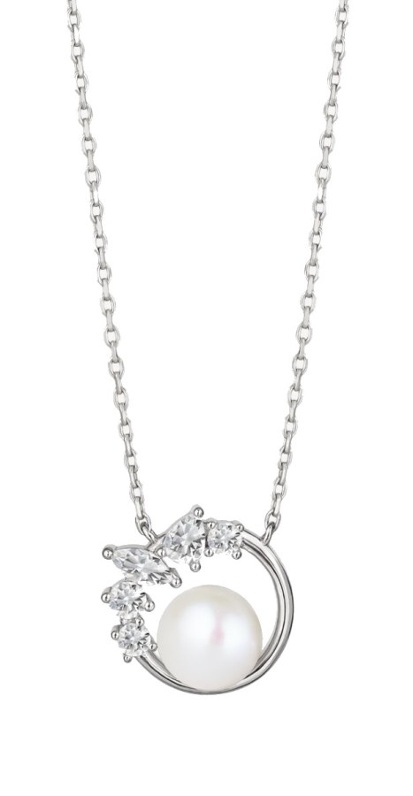 Preciosa Něžný stříbrný náhrdelník se zirkony a říční perlou Innocence 5384 01 - Náhrdelníky