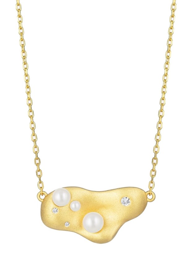 Preciosa Pozlacený náhrdelník Smooth s říční perlou a kubickou zirkonií Preciosa 5394Y01 - Náhrdelníky