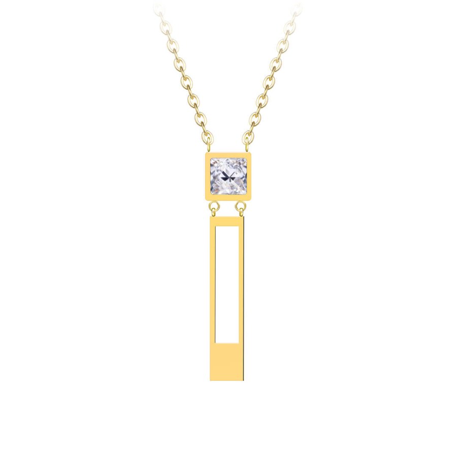 Preciosa Pozlacený ocelový náhrdelník Straight s čirým křišťálem Preciosa 7391Y00