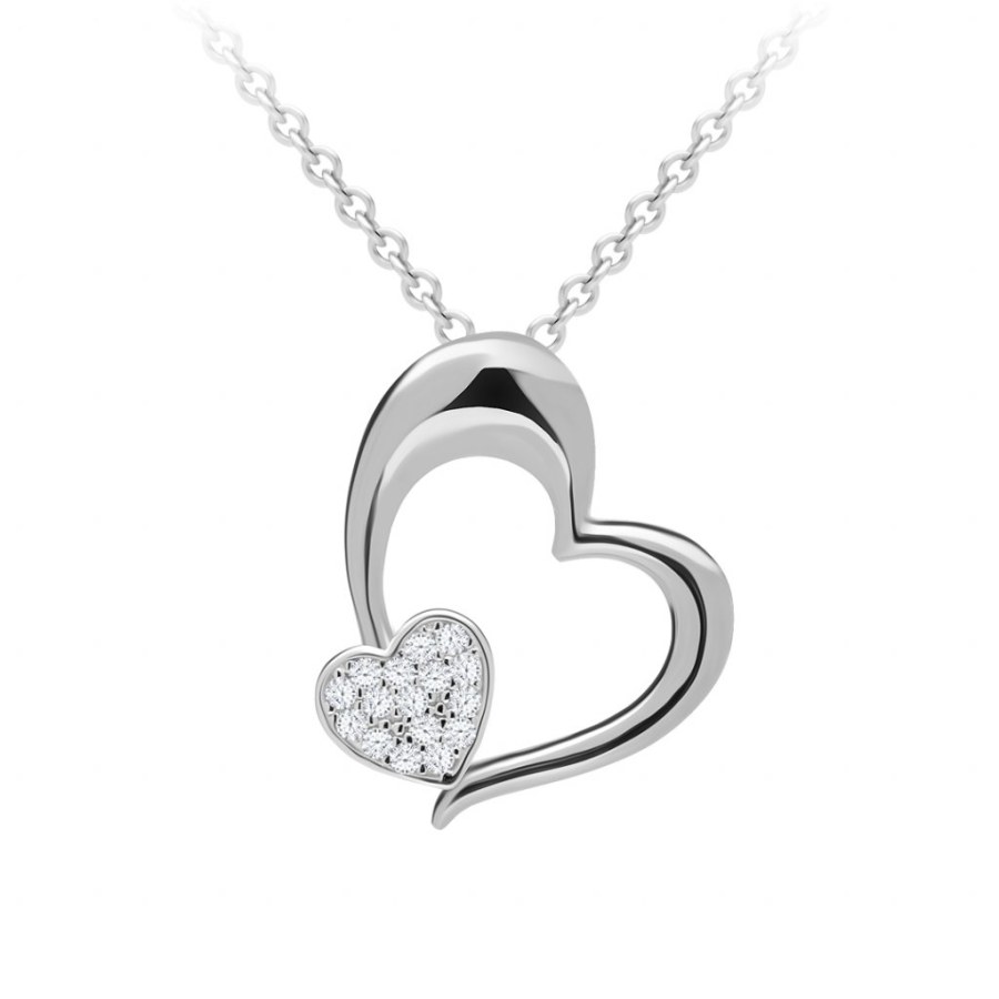 Preciosa Romantický stříbrný náhrdelník Tender Heart s kubickou zirkonií Preciosa 5334 00 - Náhrdelníky