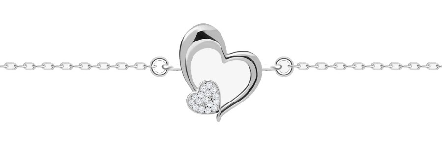 Preciosa Romantický stříbrný náramek Tender Heart s kubickou zirkonií 5339 00 - Náramky Náramky se symboly