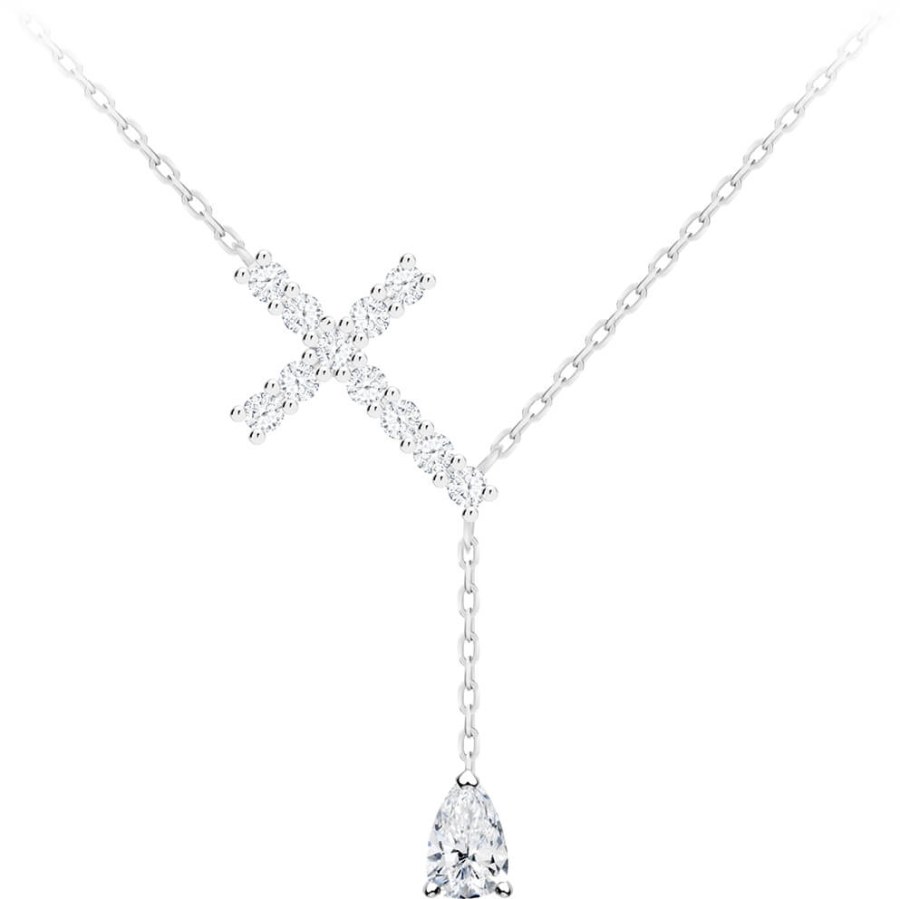 Preciosa Stříbrný náhrdelník Křížek Shiny Cross s kubickou zirkonií Preciosa 5301 00 - Náhrdelníky
