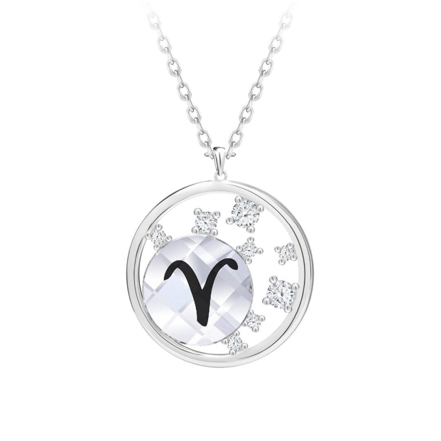Preciosa Stříbrný náhrdelník s českým křišťálem Beran Sparkling Zodiac 6150 84 (řetízek, přívěsek) - Náhrdelníky