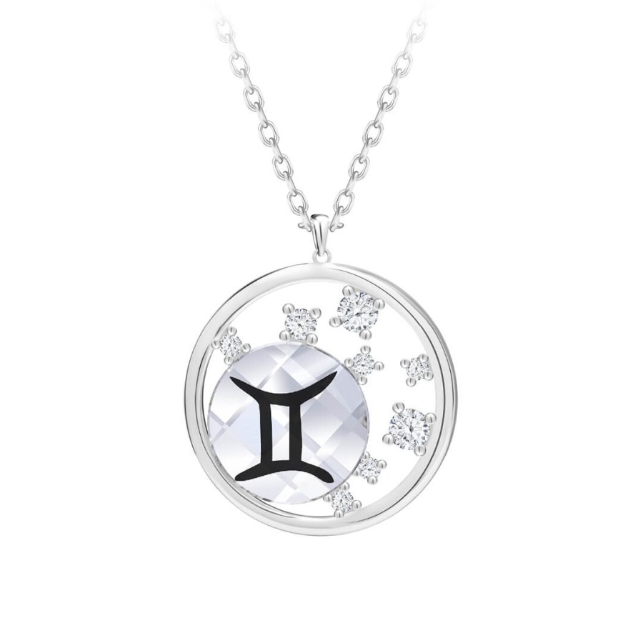 Preciosa Stříbrný náhrdelník s českým křišťálem Blíženci Sparkling Zodiac 6150 86 (řetízek, přívěsek) - Náhrdelníky