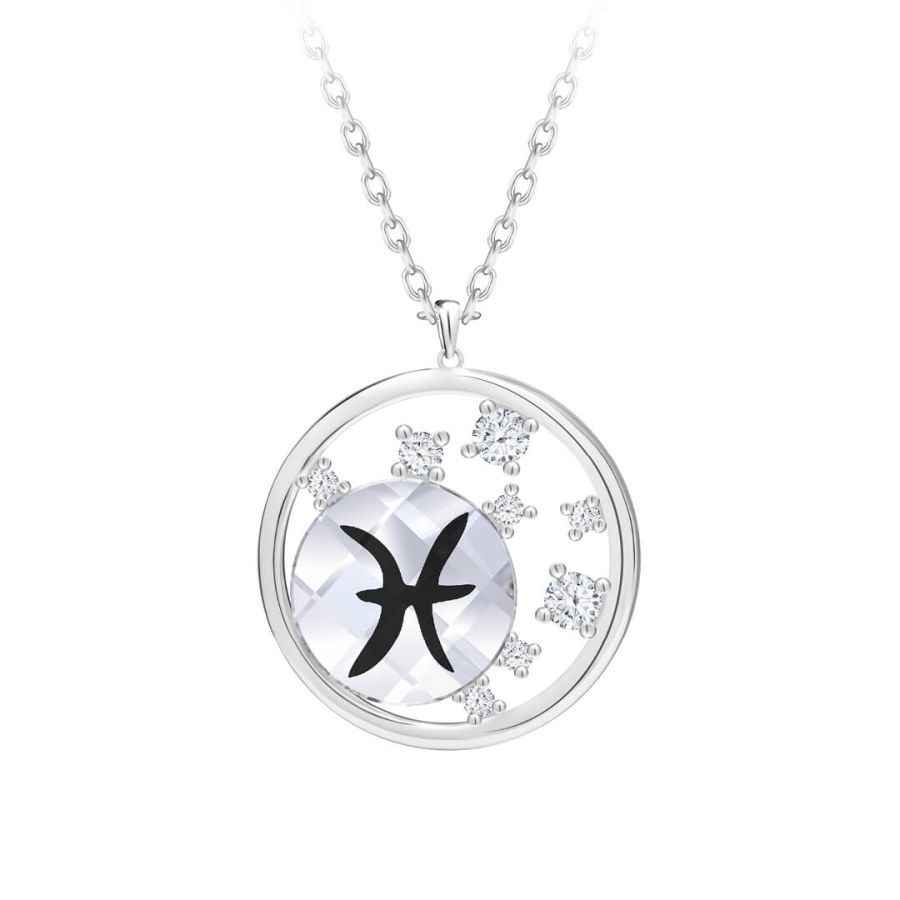 Preciosa Stříbrný náhrdelník s českým křišťálem Ryby Sparkling Zodiac 6150 83 (řetízek, přívěsek) - Náhrdelníky