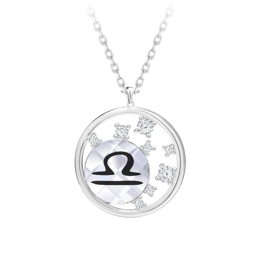 Preciosa Stříbrný náhrdelník s českým křišťálem Váhy Sparkling Zodiac 6150 90 (řetízek, přívěsek) - Náhrdelníky